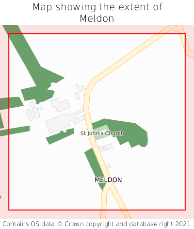 Map showing extent of Meldon as bounding box