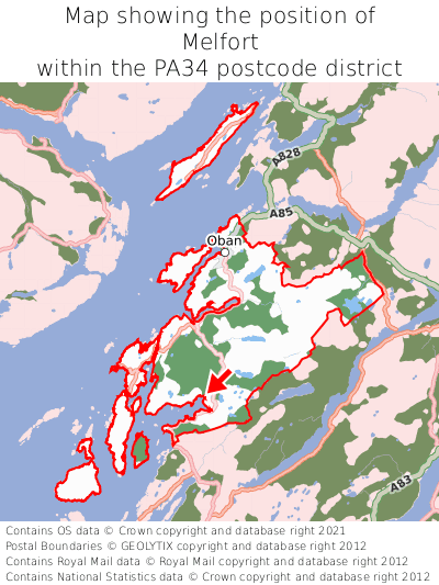 Map showing location of Melfort within PA34