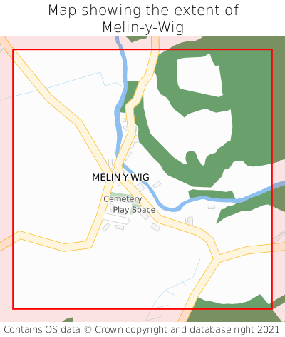 Map showing extent of Melin-y-Wig as bounding box