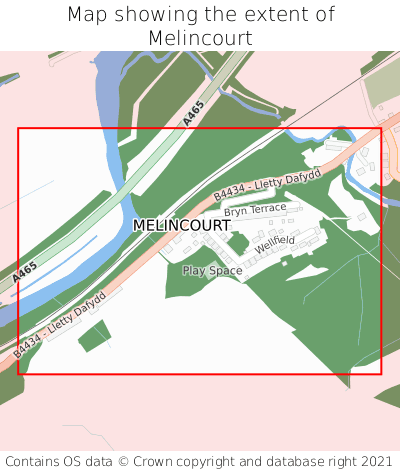 Map showing extent of Melincourt as bounding box