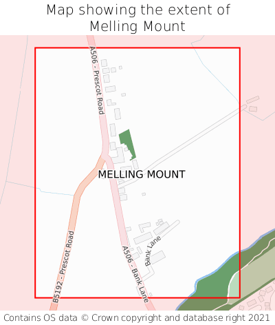 Map showing extent of Melling Mount as bounding box