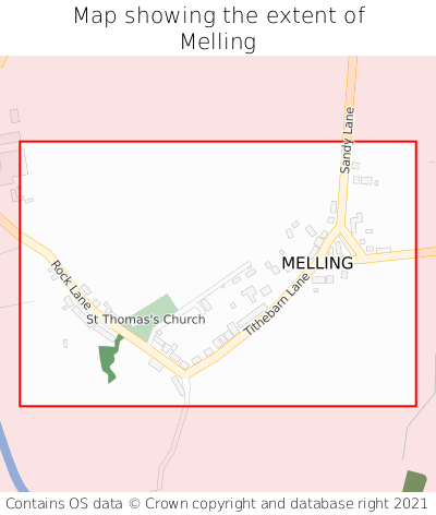Map showing extent of Melling as bounding box
