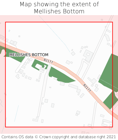 Map showing extent of Mellishes Bottom as bounding box