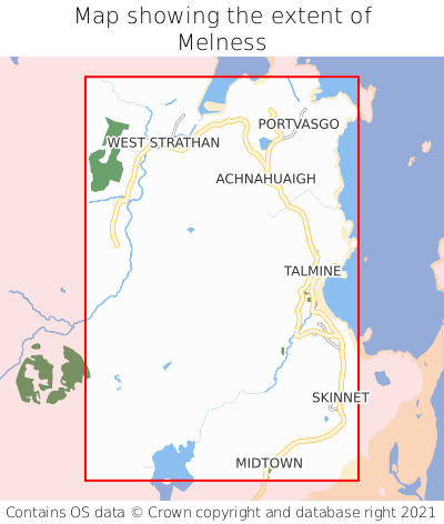 Map showing extent of Melness as bounding box