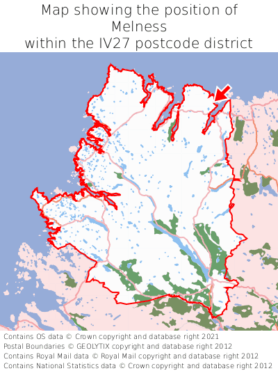 Map showing location of Melness within IV27