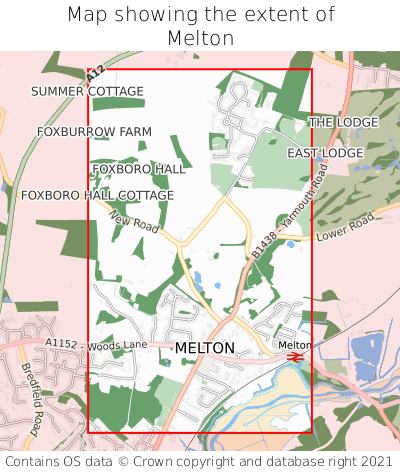 Map showing extent of Melton as bounding box