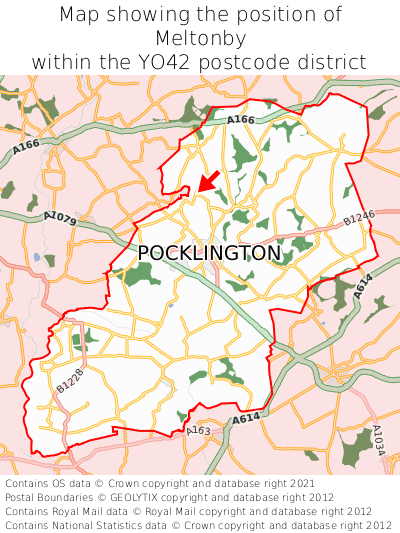 Map showing location of Meltonby within YO42