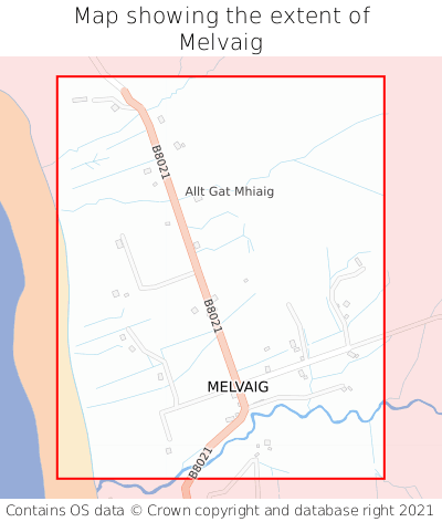 Map showing extent of Melvaig as bounding box