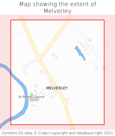 Map showing extent of Melverley as bounding box