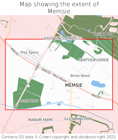 Map showing extent of Memsie as bounding box