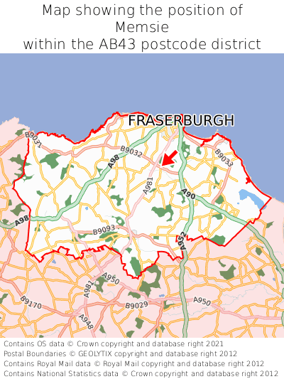 Map showing location of Memsie within AB43