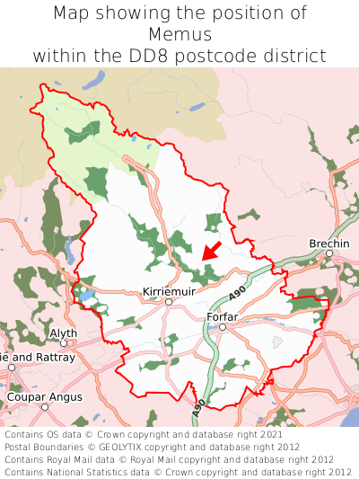 Map showing location of Memus within DD8