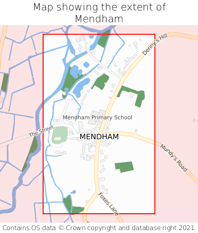 Map showing extent of Mendham as bounding box