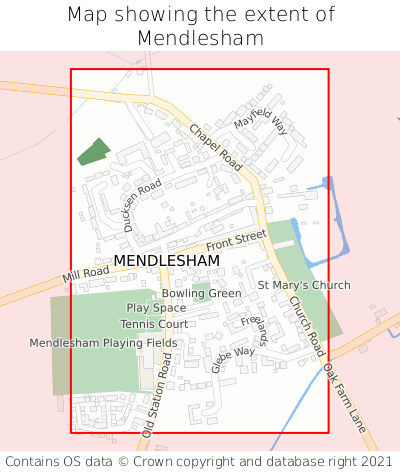 Map showing extent of Mendlesham as bounding box