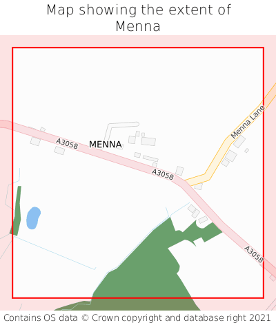 Map showing extent of Menna as bounding box