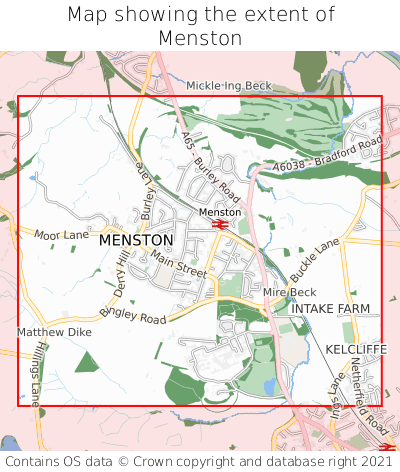 Map showing extent of Menston as bounding box