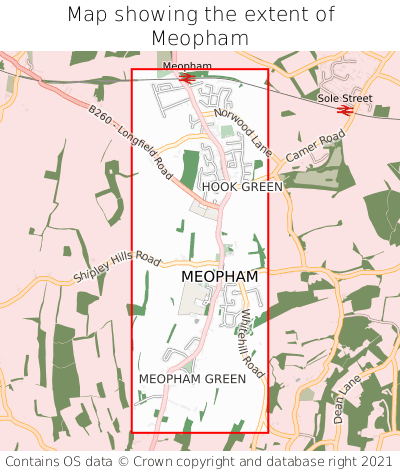 Map showing extent of Meopham as bounding box