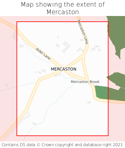 Map showing extent of Mercaston as bounding box