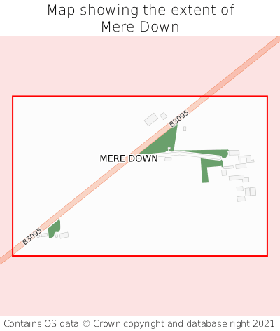 Map showing extent of Mere Down as bounding box