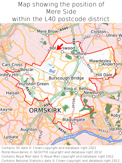 Map showing location of Mere Side within L40