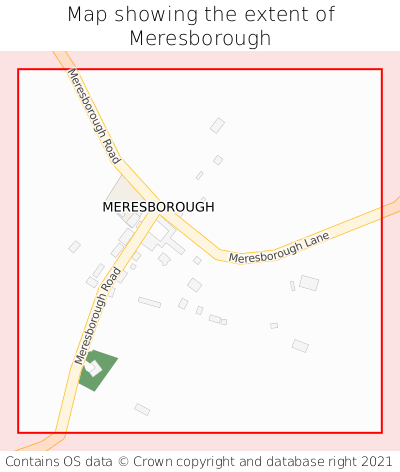 Map showing extent of Meresborough as bounding box