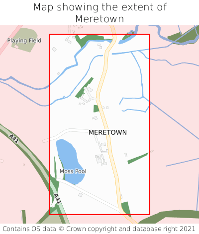Map showing extent of Meretown as bounding box