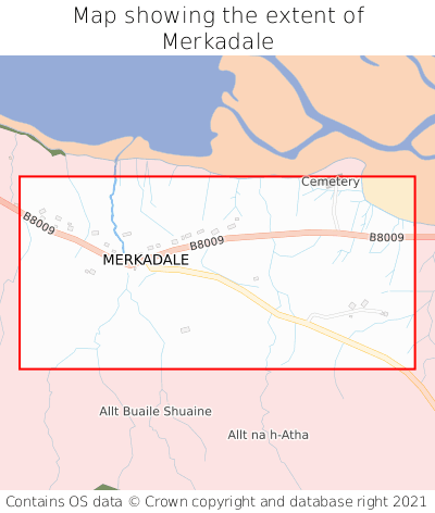 Map showing extent of Merkadale as bounding box
