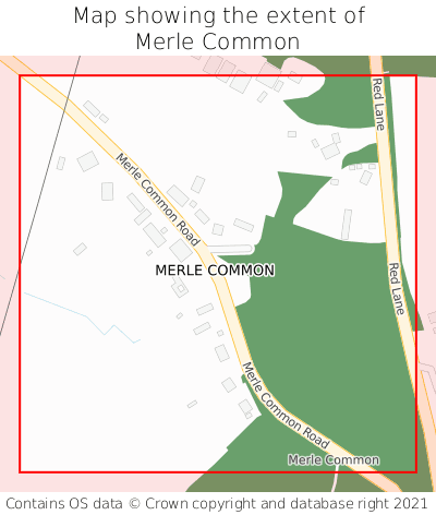 Map showing extent of Merle Common as bounding box