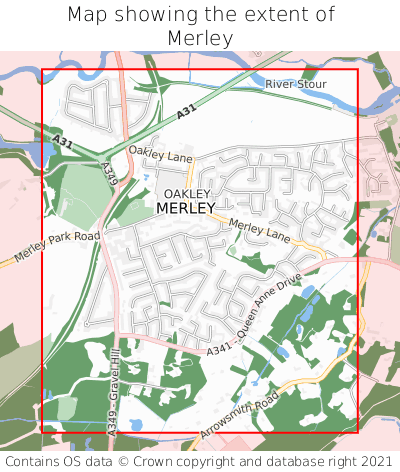 Map showing extent of Merley as bounding box
