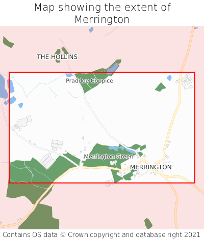 Map showing extent of Merrington as bounding box