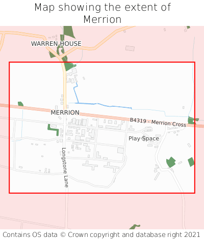 Map showing extent of Merrion as bounding box