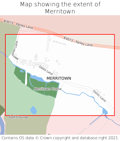 Map showing extent of Merritown as bounding box