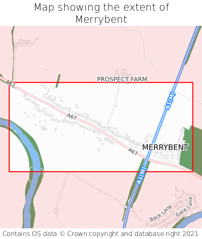 Map showing extent of Merrybent as bounding box