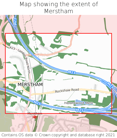 Map showing extent of Merstham as bounding box