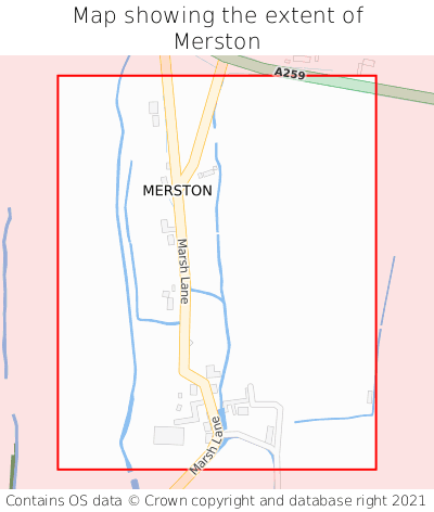 Map showing extent of Merston as bounding box