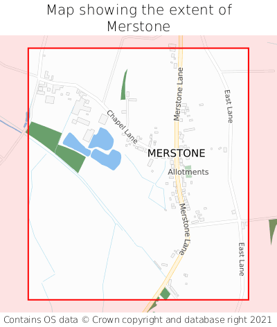 Map showing extent of Merstone as bounding box
