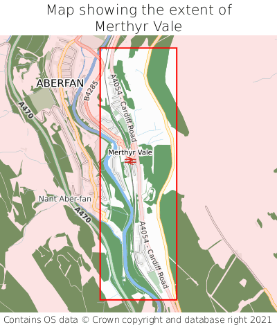 Map showing extent of Merthyr Vale as bounding box