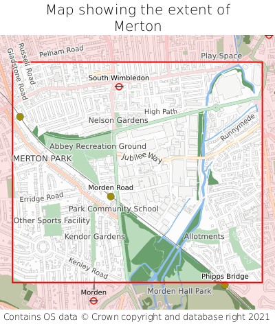 Map showing extent of Merton as bounding box