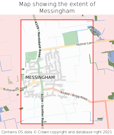 Map showing extent of Messingham as bounding box