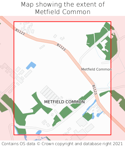 Map showing extent of Metfield Common as bounding box