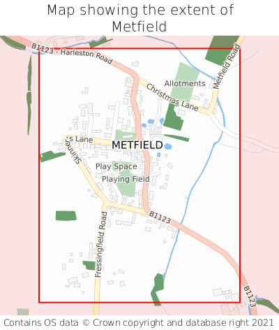 Map showing extent of Metfield as bounding box