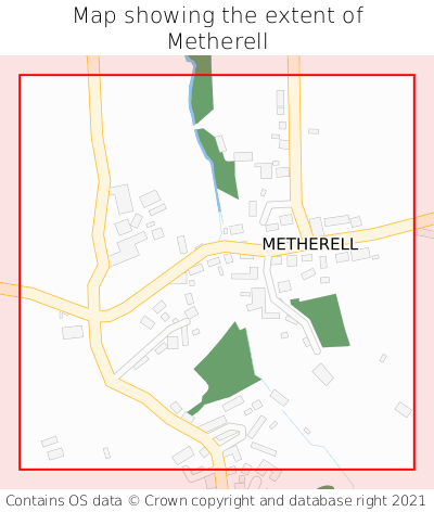 Map showing extent of Metherell as bounding box