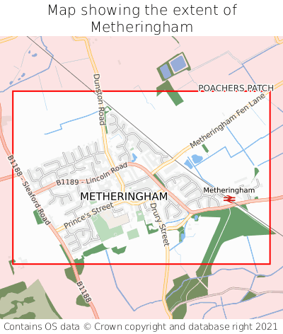 Map showing extent of Metheringham as bounding box