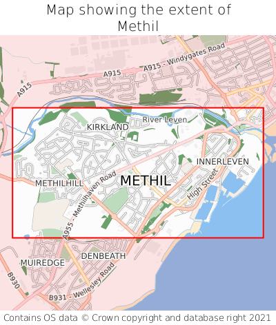 Map showing extent of Methil as bounding box