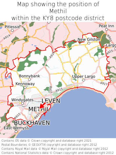 Map showing location of Methil within KY8