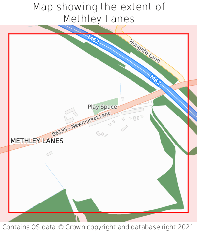 Map showing extent of Methley Lanes as bounding box