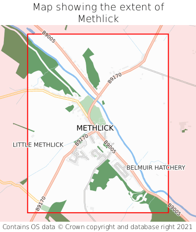 Map showing extent of Methlick as bounding box