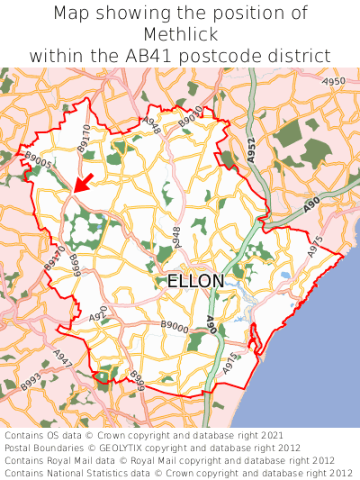 Map showing location of Methlick within AB41