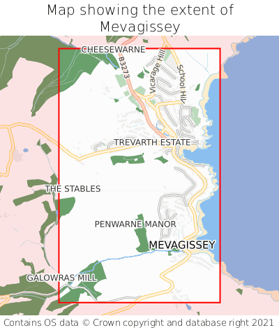 Map showing extent of Mevagissey as bounding box