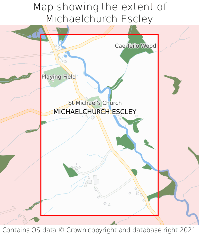 Map showing extent of Michaelchurch Escley as bounding box